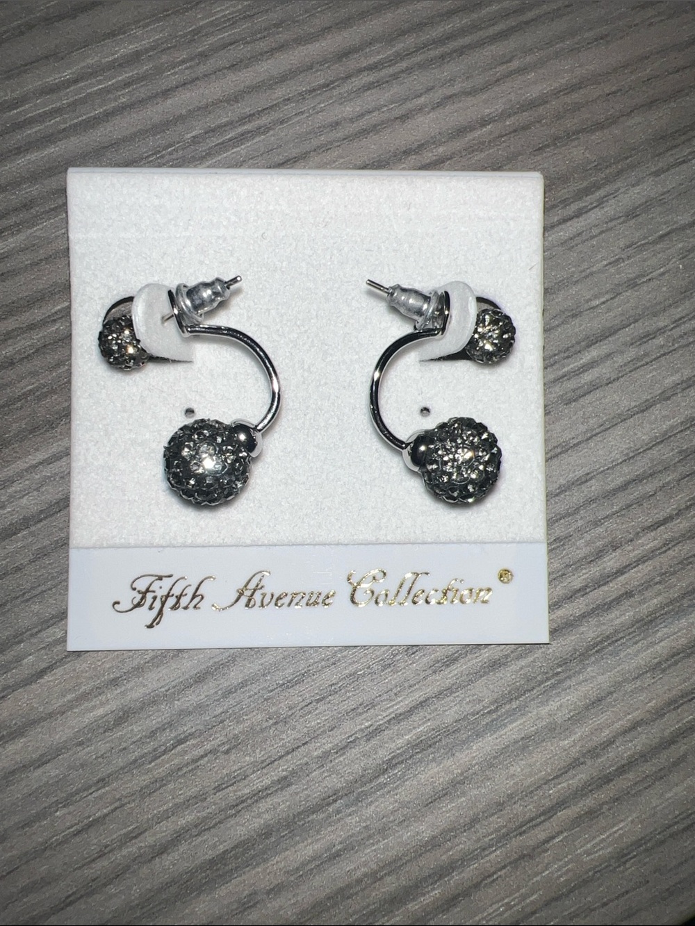 Fifth Avenue Collection Silver Double-Ended Crystal Ball Earrings - Silver